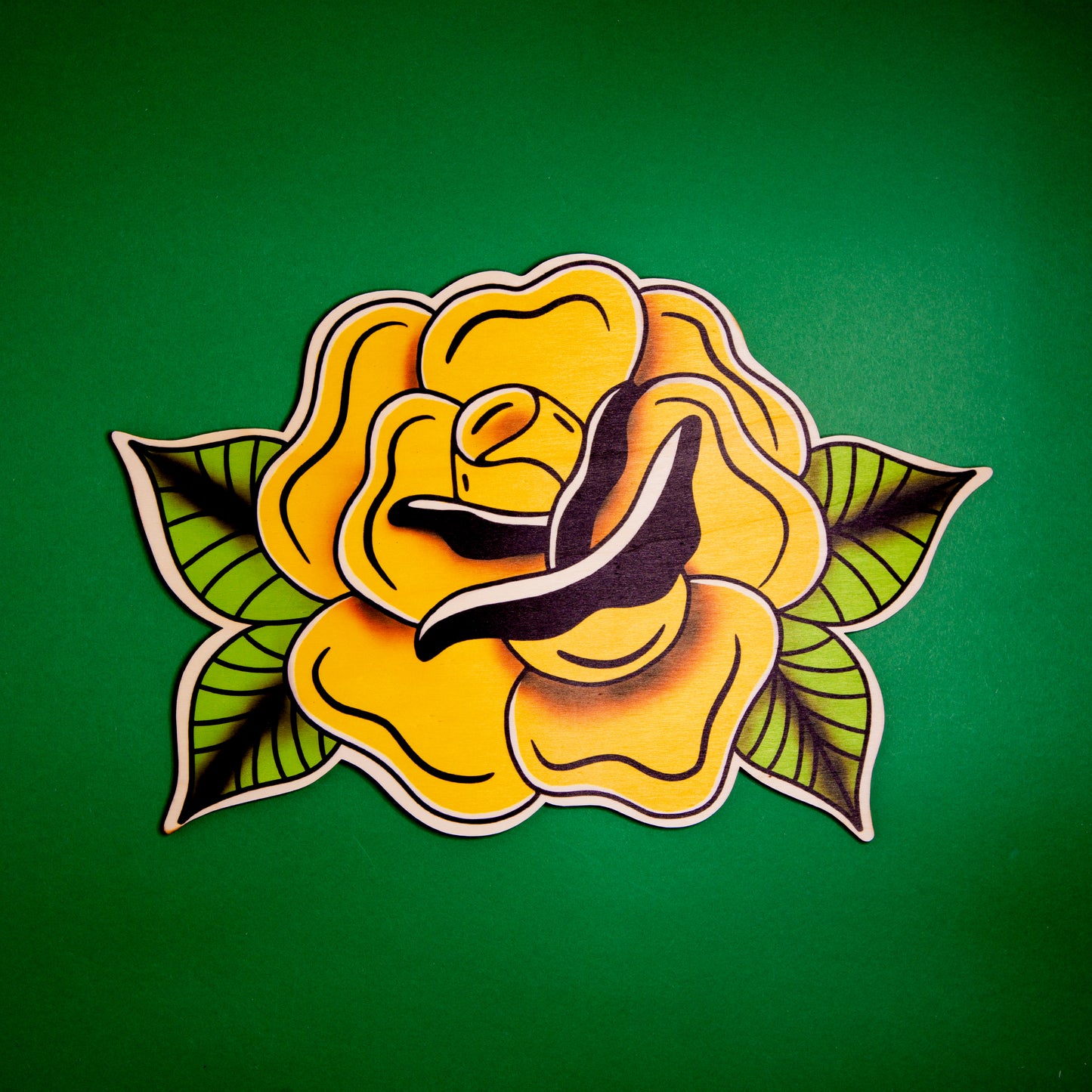 Golden Rose Tattoo Wooden Wall Art