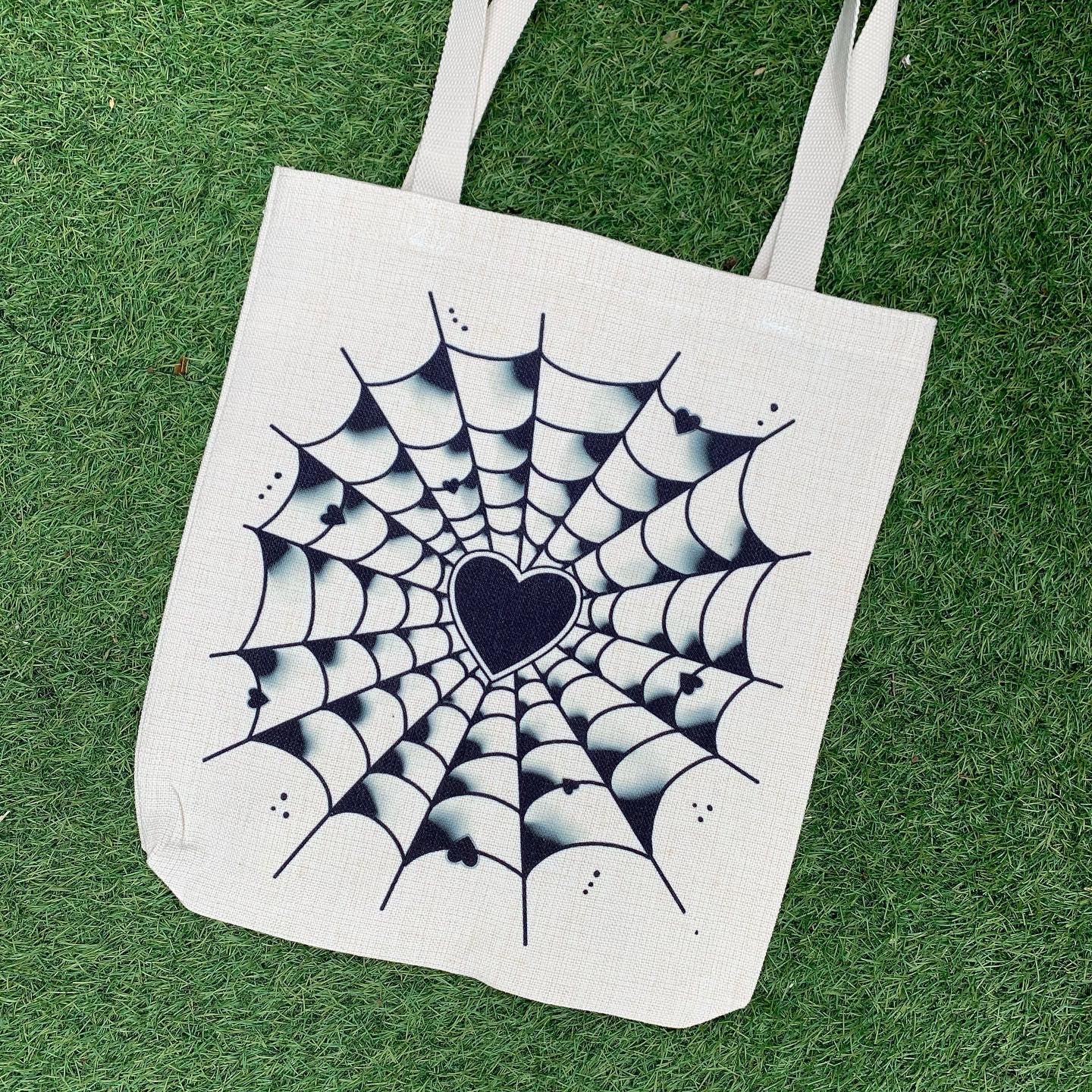 Spider Web Heart Tote Bag